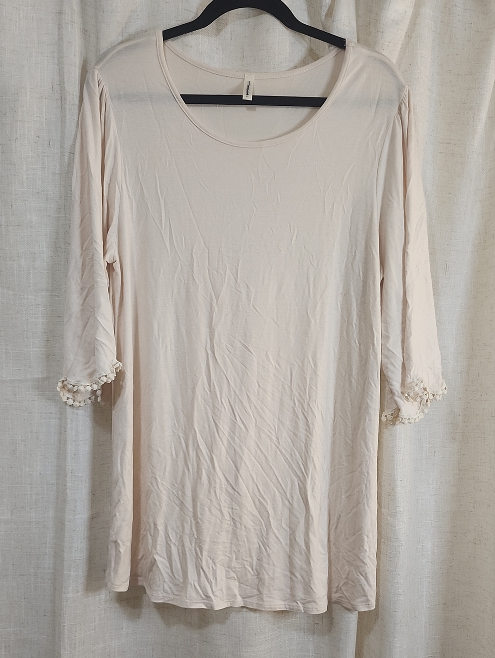 Mai Soli Cream Scoop Neck Top with Black Trim